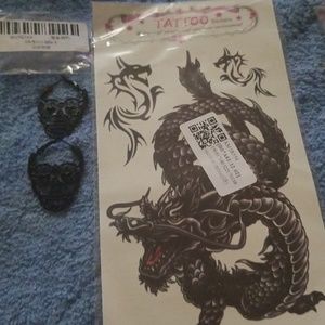 Skull Earrings & Dragon Tattoo